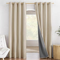 NICETOWN Cream 100% Blackout Linen Curtains 84 inch Long Burg by NICETOWN