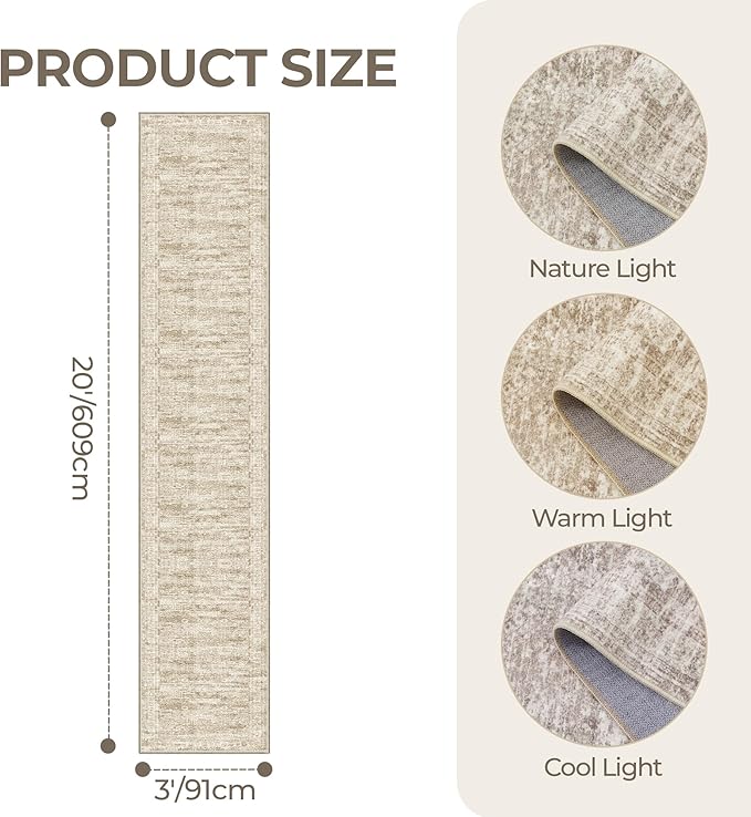 3x20 Washable Runner Rug for Hallway, Non-Slip Long Hallway Runner for Entryway - Image 2