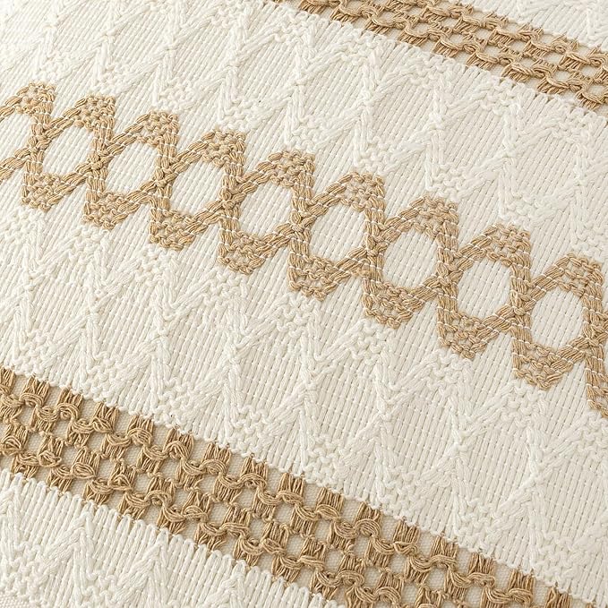 MIULEE Set of 2 Neutral Boho Decorative Pillow Covers 16x16 Inch Farmhouse - Image 4