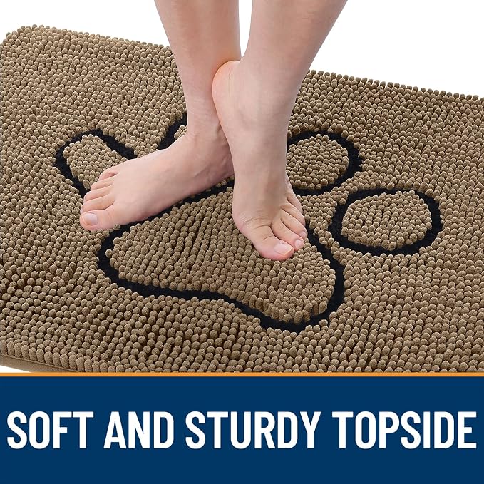OLANLY Dog Door Mat for Muddy Paws 59x35, Paw Print Design, Absorbs Moisture - Image 4