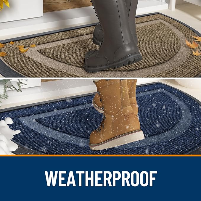OLANLY Half Circle Front Door Mat Outside 35x23 All-Season Rubber Doormat | - Image 4