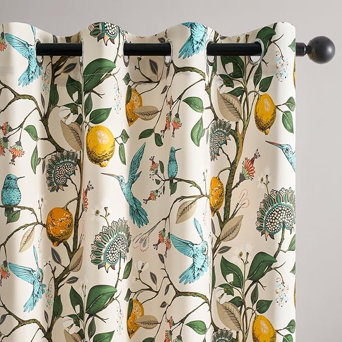 Topfinel Floral Curtains 96 Inches Long 2 Panels Unique Beige Luxury Elegant - Image 9