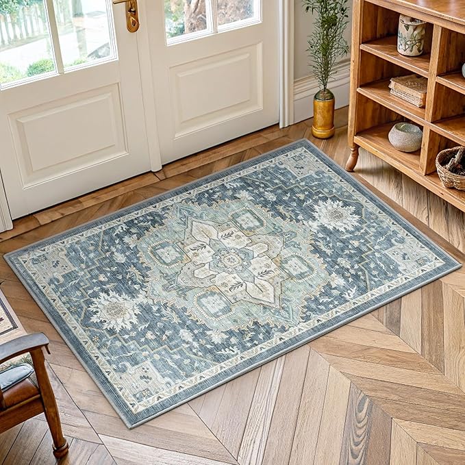 AMADA HOMEFURNISHING 2x4 Washable Area Rug, Low-Profile Entryway Rug by AMADAHOMEFURNISHING