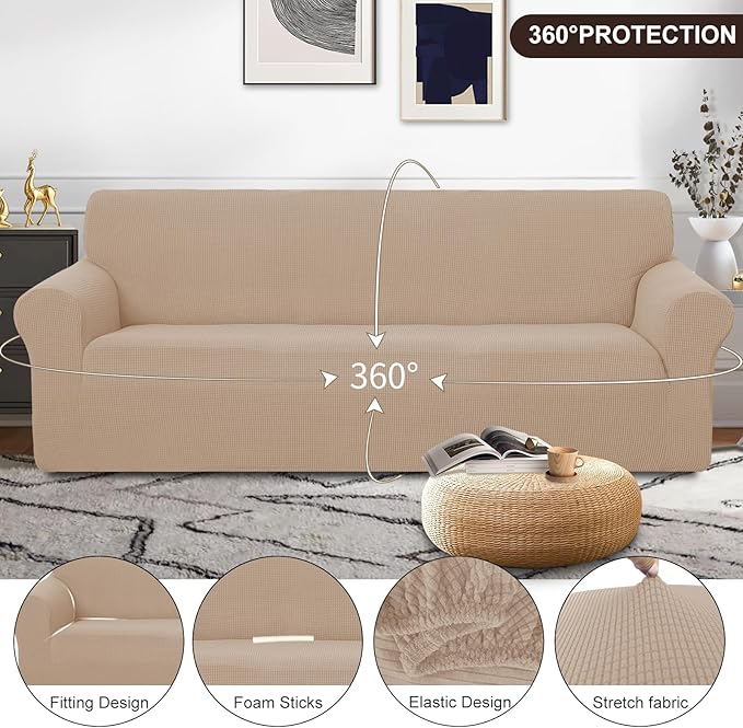 U-NICE HOME 4 Seater Stretch Couch Cover Sofa Cover Washable Sofa Slipcover - Image 3