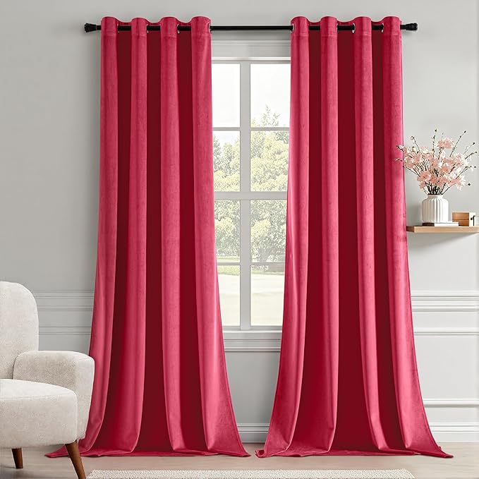 MIULEE Velvet Curtains Berry Elegant Grommet Thermal Insulated Soundproof Room by MIULEE