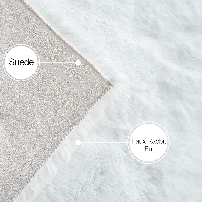 ORINOVA White Faux Fur Rug 5x7 Rugs - Image 5