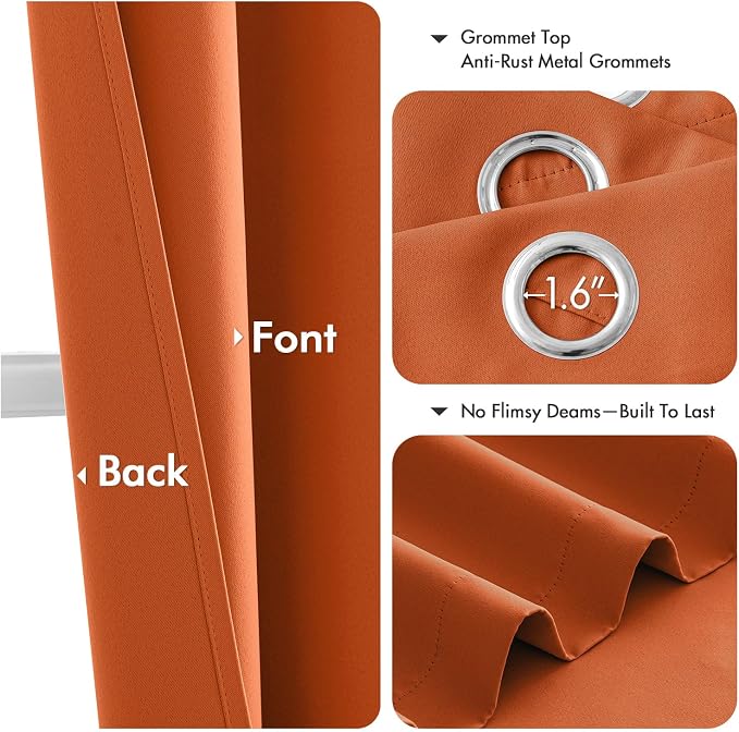 MIULEE Fall Blackout Curtains for Bedroom 2 Panels 40 x 36 Inch Long Orange | - Image 5