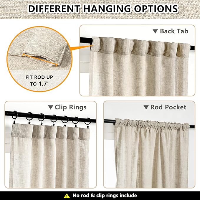 MYSKY HOME Curtains for Kitchen Windows, Sheer Curtains 63 Inch Length for - Image 3