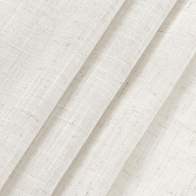 Nanspring Beige White Linen Curtains 84 Inch Length 2 Panels Set - Image 7