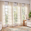 jinchan Belrose 4 Panel Curtains Set 84 Inch Length Floral Curtains Ivory by JINCHAN