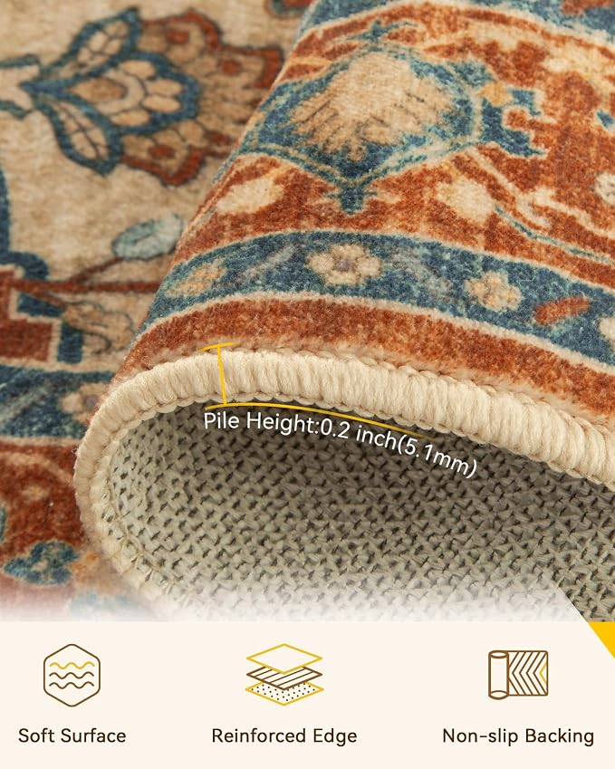 RELEANY Washable Area Rug, Square 6'x6', Water Repellent, Pet Friendly - Image 2