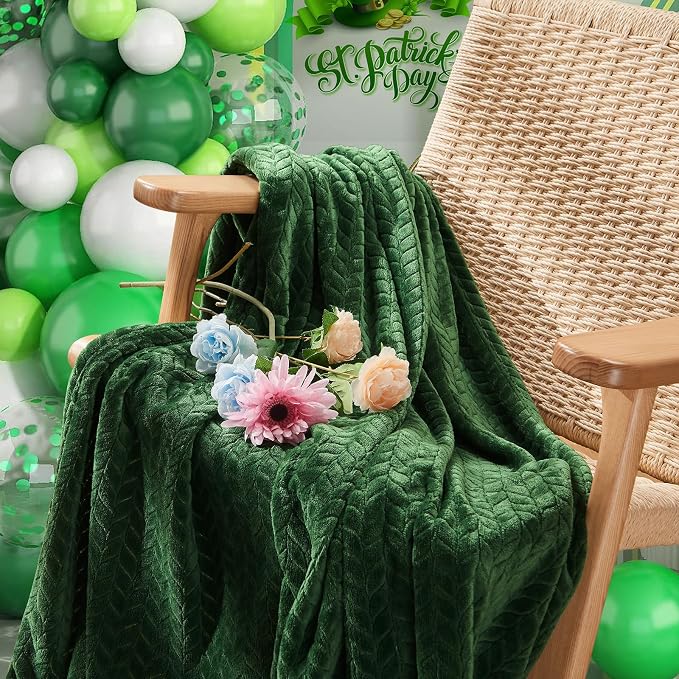 inhand Fleece Twin Blanket for Bed Green Throw Blanket for Couch Super Soft - Image 2