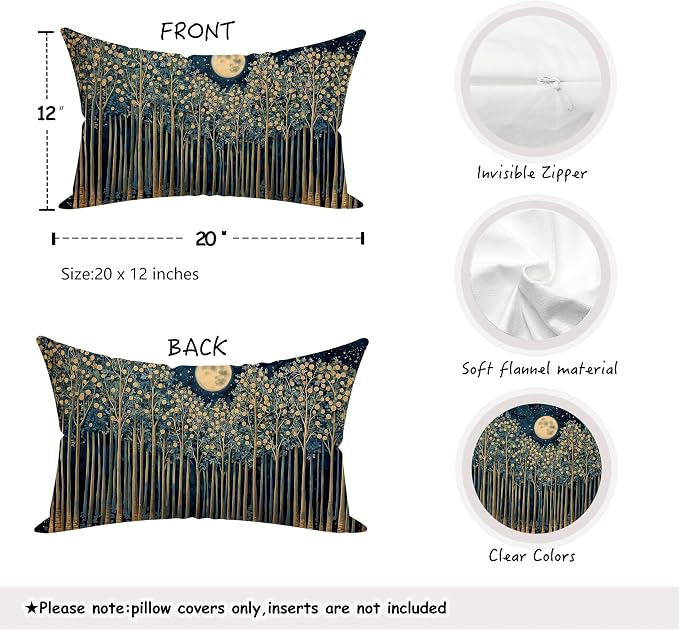 Rustic William Morris Inspired Night Forest Green Moon Decor Pillow Covers - Image 2
