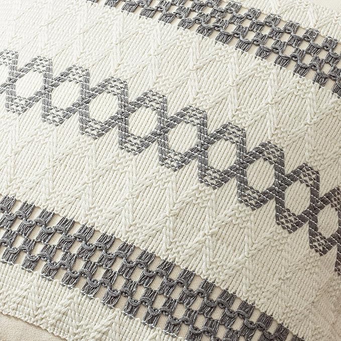 MIULEE Set of 2 Gray Boho Decorative Pillow Covers 18x18 Inch Farmhouse Rustic - Image 4