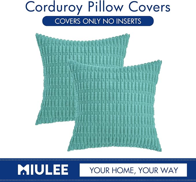 MIULEE Pack of 2 Corduroy Decorative Throw Pillow Covers 16x16 Inch Soft Boho - Image 6