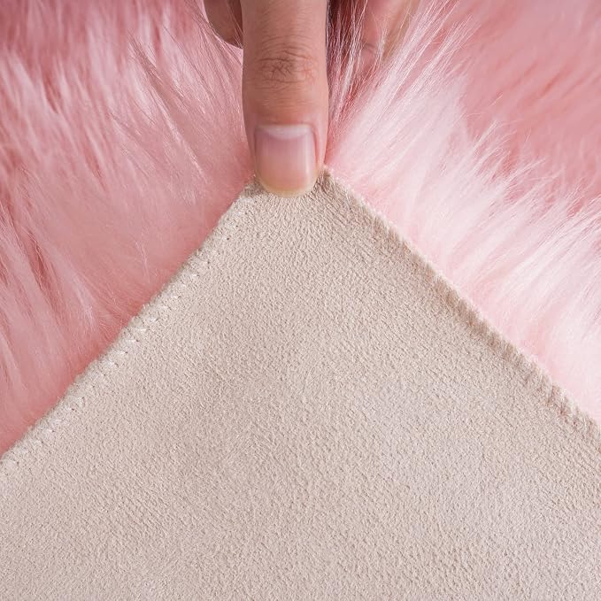 Ciicool Pink Fur Fluffy Rug, 2x4 ft Small Faux Fur Rugs - Image 4