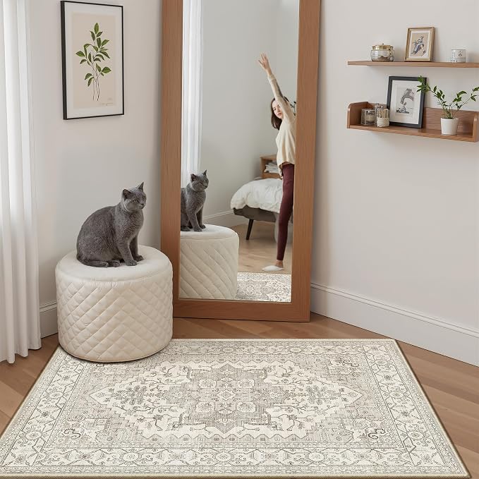 Madane Washable Area Rug 2x3, Small Entryway Rug Non-Slip Vintage Door Mat - Image 8
