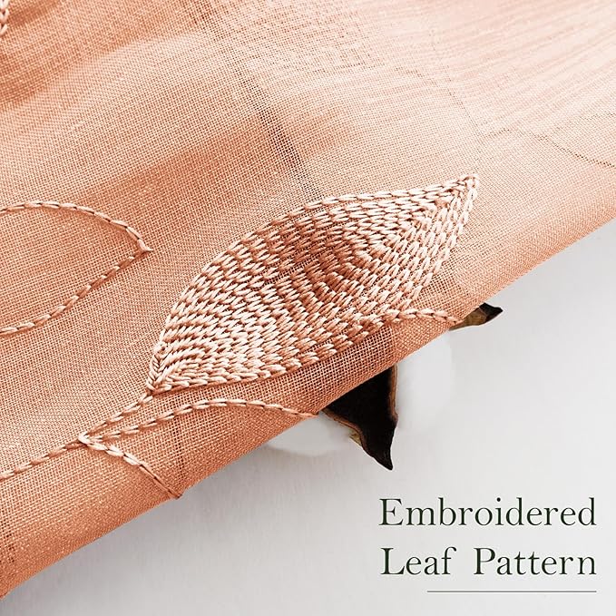 HOMEIDEAS Fall Burnt Orange Sheer Kitchen Curtains 30 X 36 Inch Length 2 Panels - Image 3
