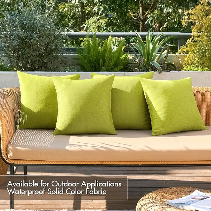 MIULEE Pack of 4 Decorative Outdoor Throw Pillow Covers Linen Waterproof Pillow - Image 2