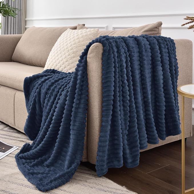 BEDELITE Fleece Throw Blanket for Couch – 3D Ribbed Jacquard Soft and Warm - Image 5