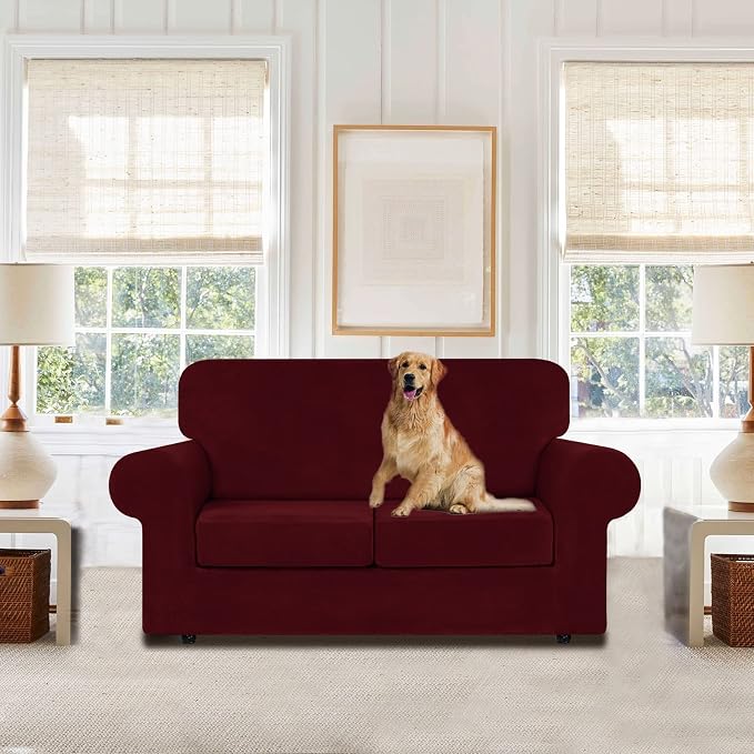 WEERRW Velvet Couch Covers for 2 Cushion Couch Sofa - Image 2