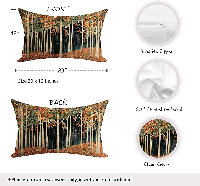 Rustic William Morris Inspired Autumn Forest Decor Pillow Covers 18x18 - Image 2