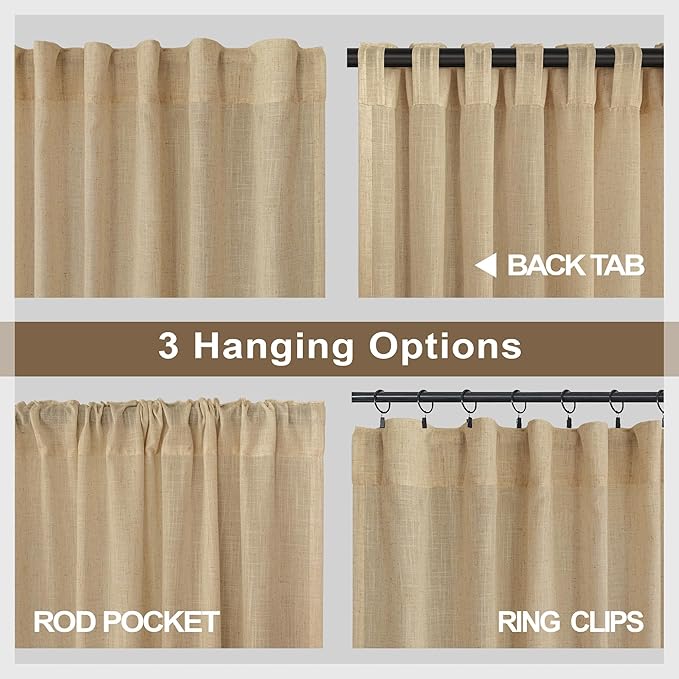 Tan Linen Curtains 90 Inch Length - Image 4