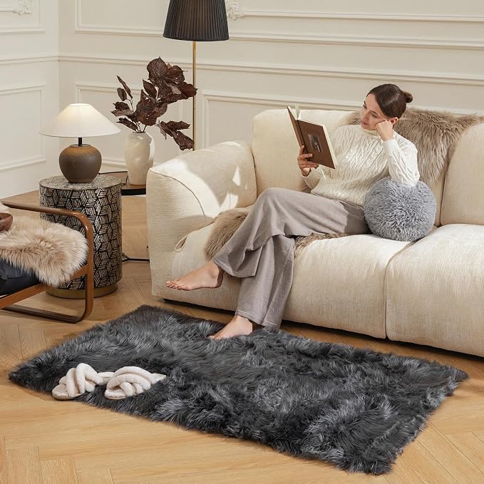 Ashler Faux Fur Area Rug - Image 2