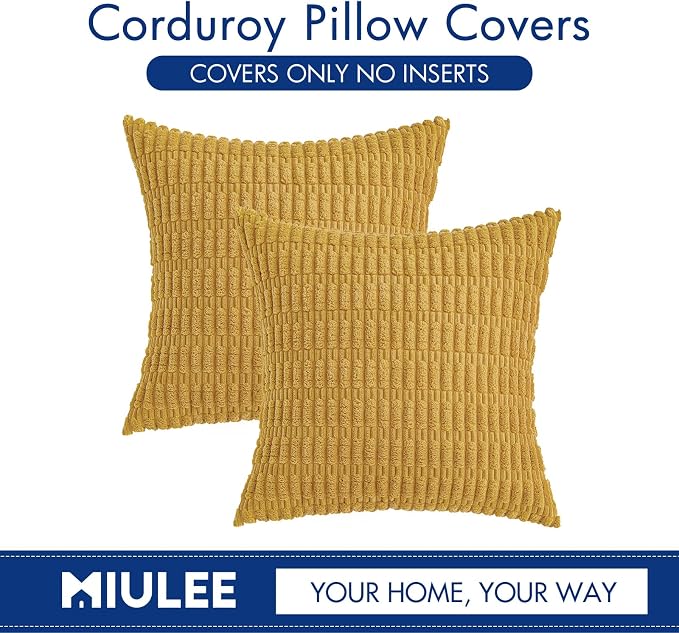 MIULEE Pack of 2 Corduroy Decorative Throw Pillow Covers 20x20 Inch Soft Boho - Image 6