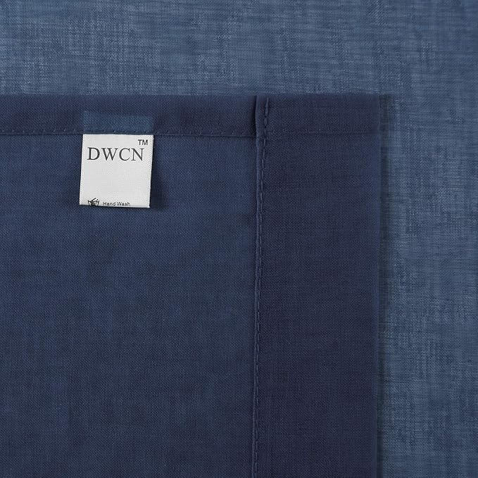 DWCN Navy Blue Sheer Curtains for Kitchen Windows - Image 6