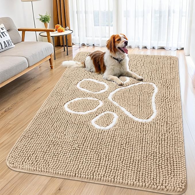 Smiry Dog Door Mat for Muddy Paws, Absorbent Dirt Trapper Non Slip Quick Dry by Smiry