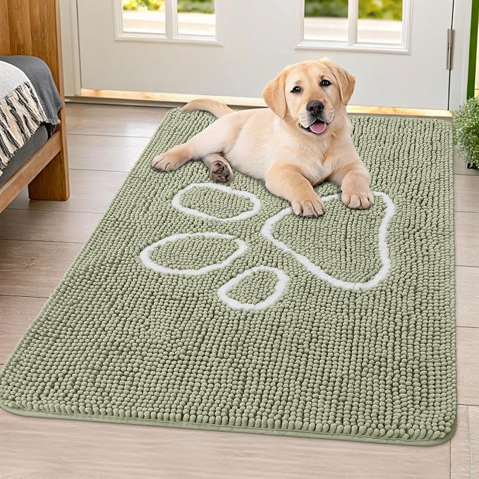 Smiry Dog Door Mat for Muddy Paws, Absorbent Dirt Trapper Non Slip Quick Dry by Smiry