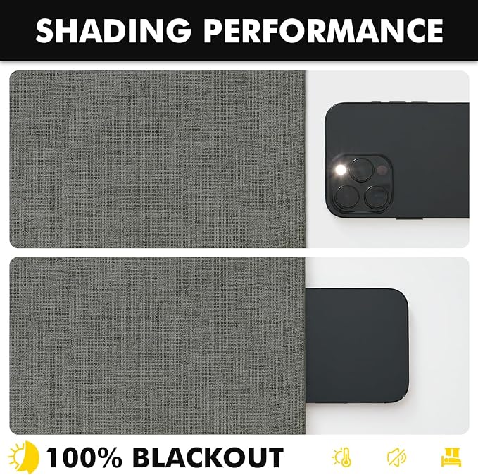 MIULEE 100% Blackout Linen Curtains 42 x 72 Inch Dark Grey 2 Panels | Thermal - Image 7