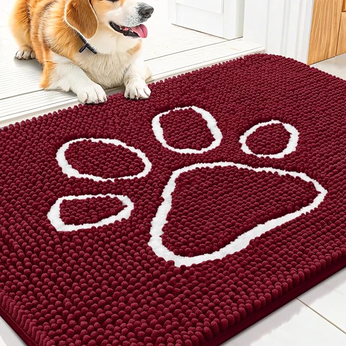 Smiry Dog Door Mat for Muddy Paws, Absorbent Dirt Trapper Non Slip Quick Dry by Smiry