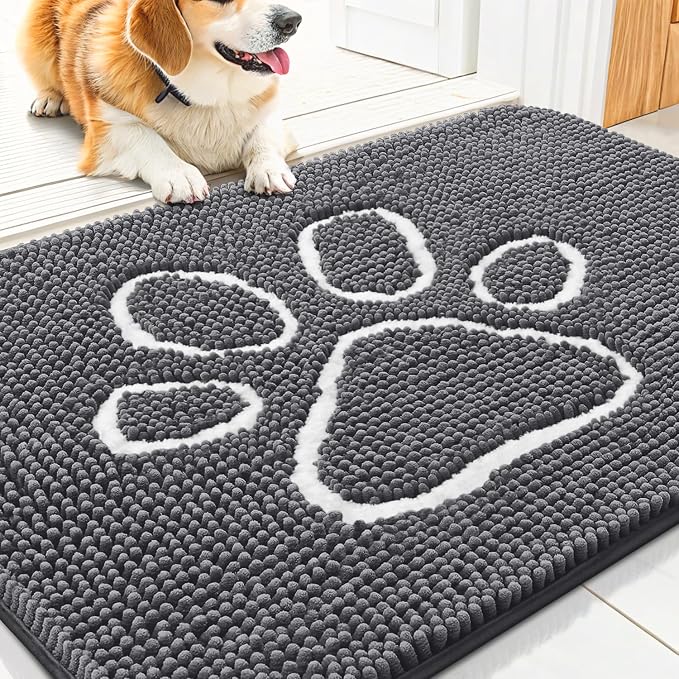 Smiry Dog Door Mat for Muddy Paws, Absorbent Dirt Trapper Non Slip Quick Dry by Smiry