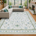 Cream Green Large 8x12 Area Rug by HazoHaus