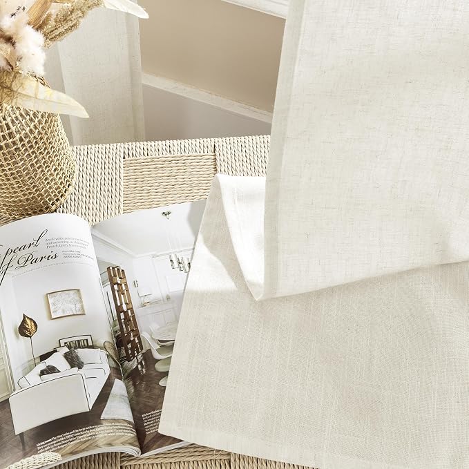 Joydeco Linen Curtains 2 Panel Set, Light Filtering, Ivory on Linen Curtains 84 - Image 7