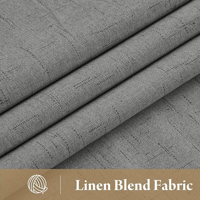 RYB HOME Grey Linen Blackout Curtains - Image 2