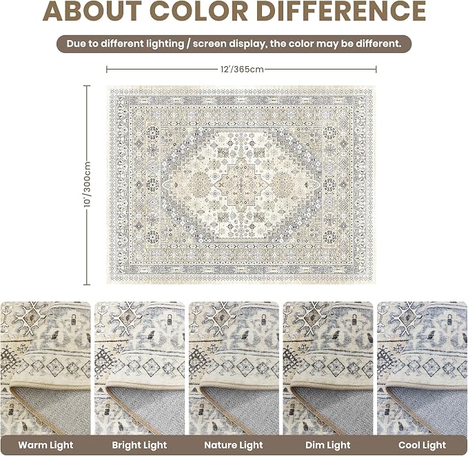 zesthome 10x12 Area Rugs, Stain Resistant Washable Rug, Ultra-Thin Rugs - Image 2