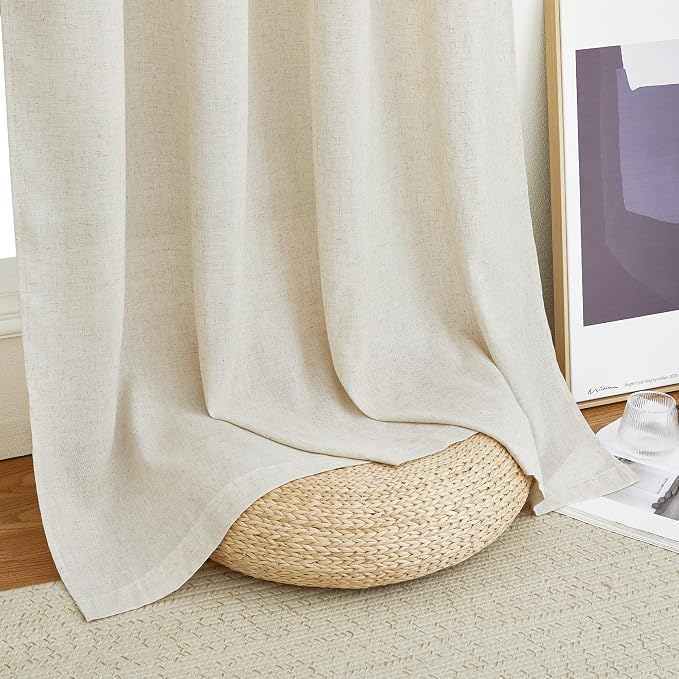 NICETOWN Flax Linen Semi Sheer Curtains 96 inches Long, Grommet Vertical Drapes - Image 7