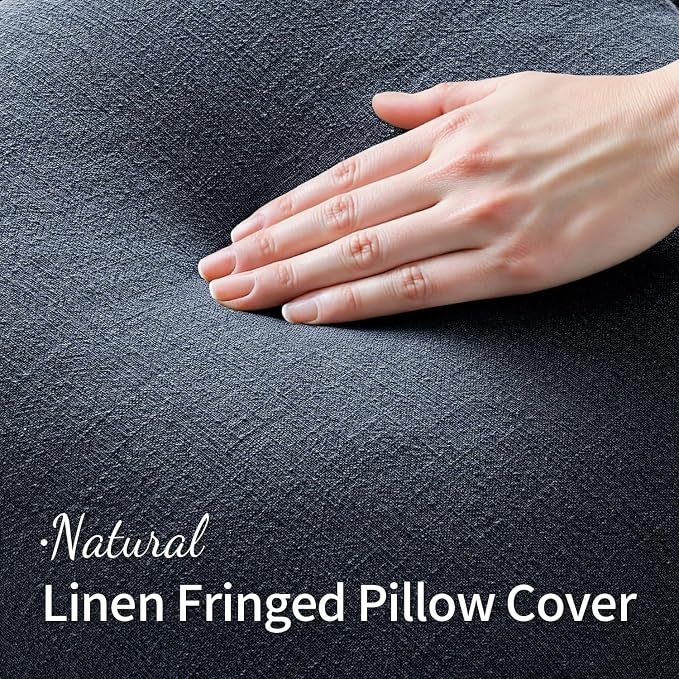 MIULEE Decorative Throw Pillow Covers Neutral Linen Fringe Throw Pillows Set of - Image 3