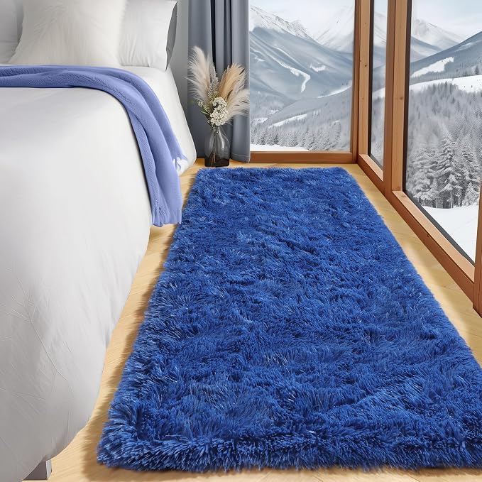 ONASAR Navy Blue Runner Rugs for Bedroom Living Room, Fluffy 2x6 Bedside - Image 4