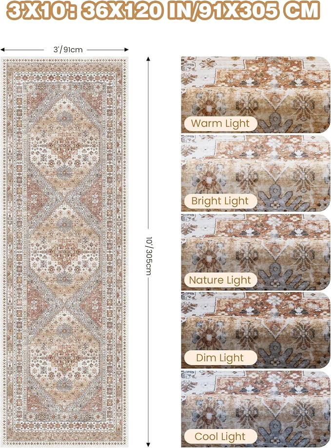 3x10 Runner Rug Non Slip Washable - Image 2