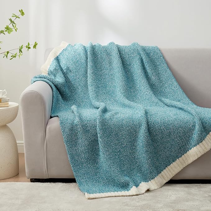 Snuggle Sac Teal Blue Oversized Throw Blankets, Super Soft Warm Cozy Throw - Image 3