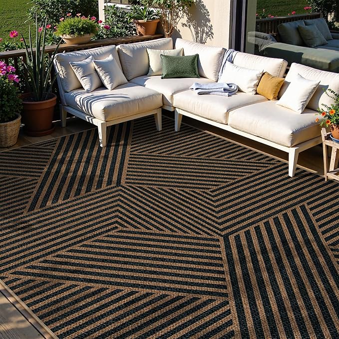 Lahome Modern Geometric Easy Jute Carpet, 6x9 Area Rugs - Image 2