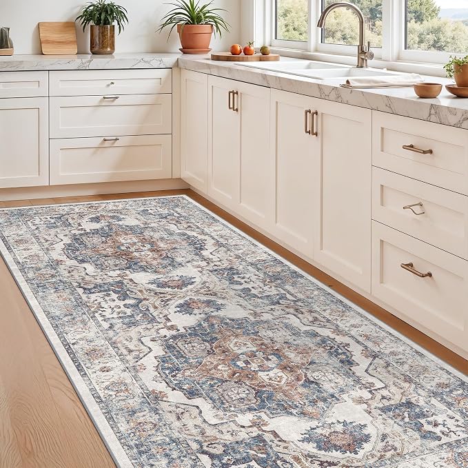 Washable 3x7 Hallway Runner Rug: Vintage 7ft Water-Resistant Soft Runner Rug - Image 4