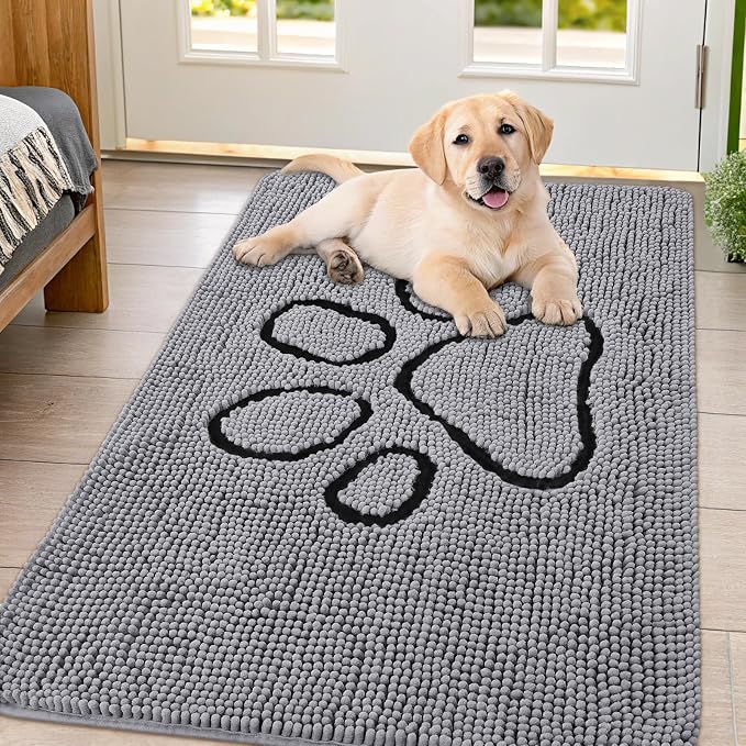 Smiry Dog Door Mat for Muddy Paws, Absorbent Dirt Trapper Non Slip Quick Dry by Smiry