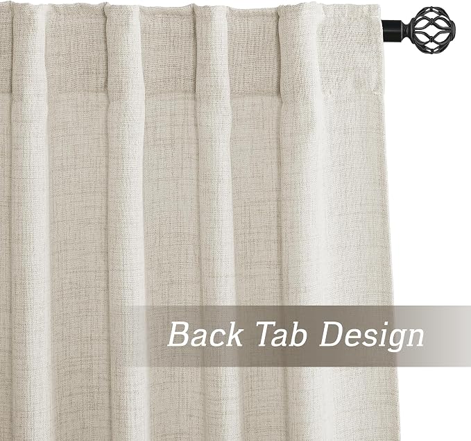 RYB HOME Living Room and Dining Room Curtains and Drapes Linen Sheer, Light - Image 4