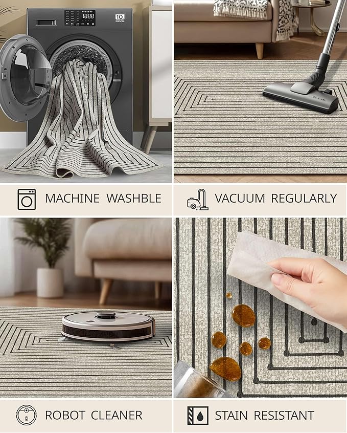 Latte&Fog 9x12 Area Rug for Living Room, Extra Large Beige Modern Abstract - Image 6