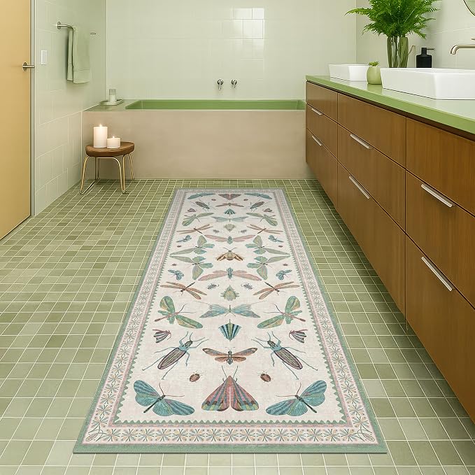 Hazo Haus Washable Non Slip Bathroom Runner Rug 2x5, Insect Boho Bath Mat - Image 8